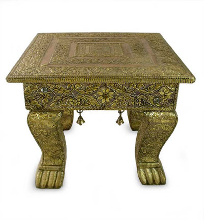 Hand Crafted Traditional Mango Wood Wood Accent Table