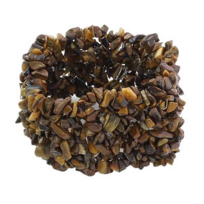Beaded Tigers Eye Bracelet Artisan Crafted