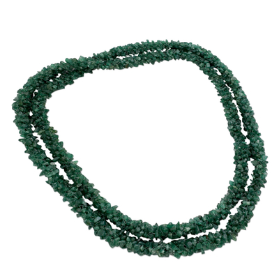 Aventurine long beaded necklace, 'In Ivy' - Aventurine long beaded necklace