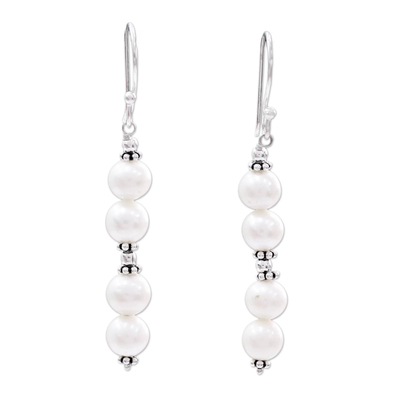Pearl dangle earrings, 'Purely Pretty' - Pearl dangle earrings