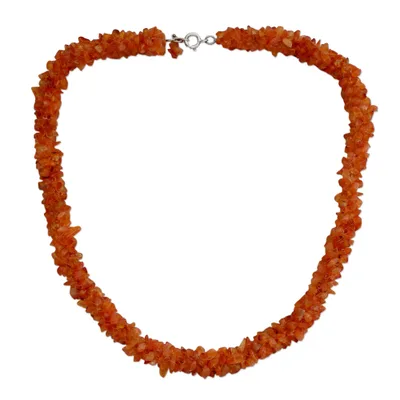 Artisan Crafted Carnelian Beaded Necklace Indian Jewelry