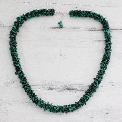 Malachite beaded necklace, 'Cool Moss' - Malachite beaded necklace