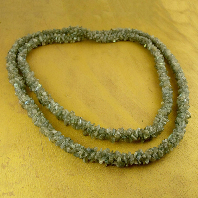 Labradorite long beaded necklace, 'Beautiful Mood' - Labradorite long beaded necklace