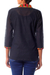 Cotton blouse, 'Midnight Jewel' - Women's Cotton Embroidered Blouse Top (image 2b) thumbail