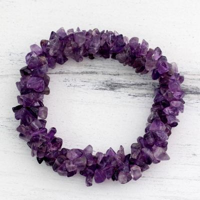 Amethyst stretch bracelet, 'Lilac Muse' - Stretch Amethyst Bracelet Artisan Crafted Jewelry