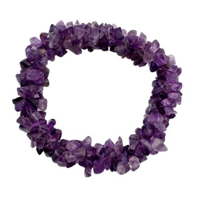 Amethyst stretch bracelet, 'Lilac Muse' - Stretch Amethyst Bracelet Artisan Crafted Jewelry