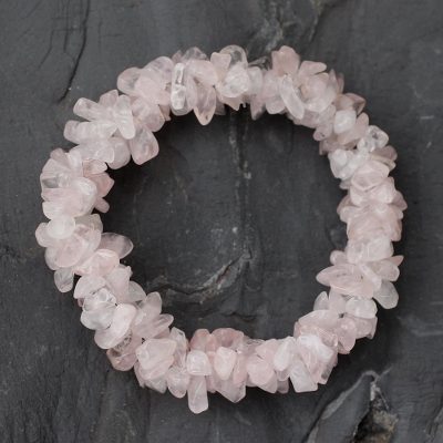 Rose quartz stretch bracelet, 'Rosy Muse' - Hand Crafted Beaded Rose Quartz Bracelet