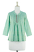 Cotton blouse, 'Lemon Lime' - Handwoven Cotton Embroidered Blouse Top (image 2c) thumbail