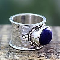 Lapis lazuli solitaire ring, 'Intuitive Blue'