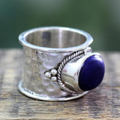 Lapis lazuli solitaire ring, 'Intuitive Blue' - Handmade Sterling Silver Single Stone Lapis Lazuli Ring