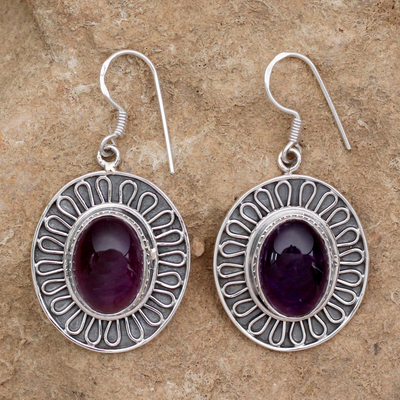 Amethyst dangle earrings, 'Purple Star' - Amethyst dangle earrings