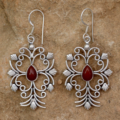 Handcrafted Sterling Silver and Carnelian Dangle Earrings - Vintage ...