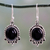 Onyx dangle earrings, 'Midnight Kiss' - Onyx Dangle Earrings in Sterling Silver from India