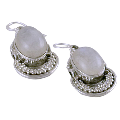 Moonstone dangle earrings, 'Rainbow Ice' - Moonstone and Sterling Silver Dangle Earrings