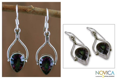 Sterling silver dangle earrings, 'Mystic Rainbow' - Sterling silver dangle earrings