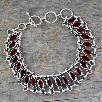 Garnet Wristband Bracelet in Sterling Silver Jewelry - Eyes of Passion ...