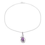 Amethyst pendant necklace, 'Sweet Sonnet' - Amethyst and Sterling Silver Fair Trade Necklace