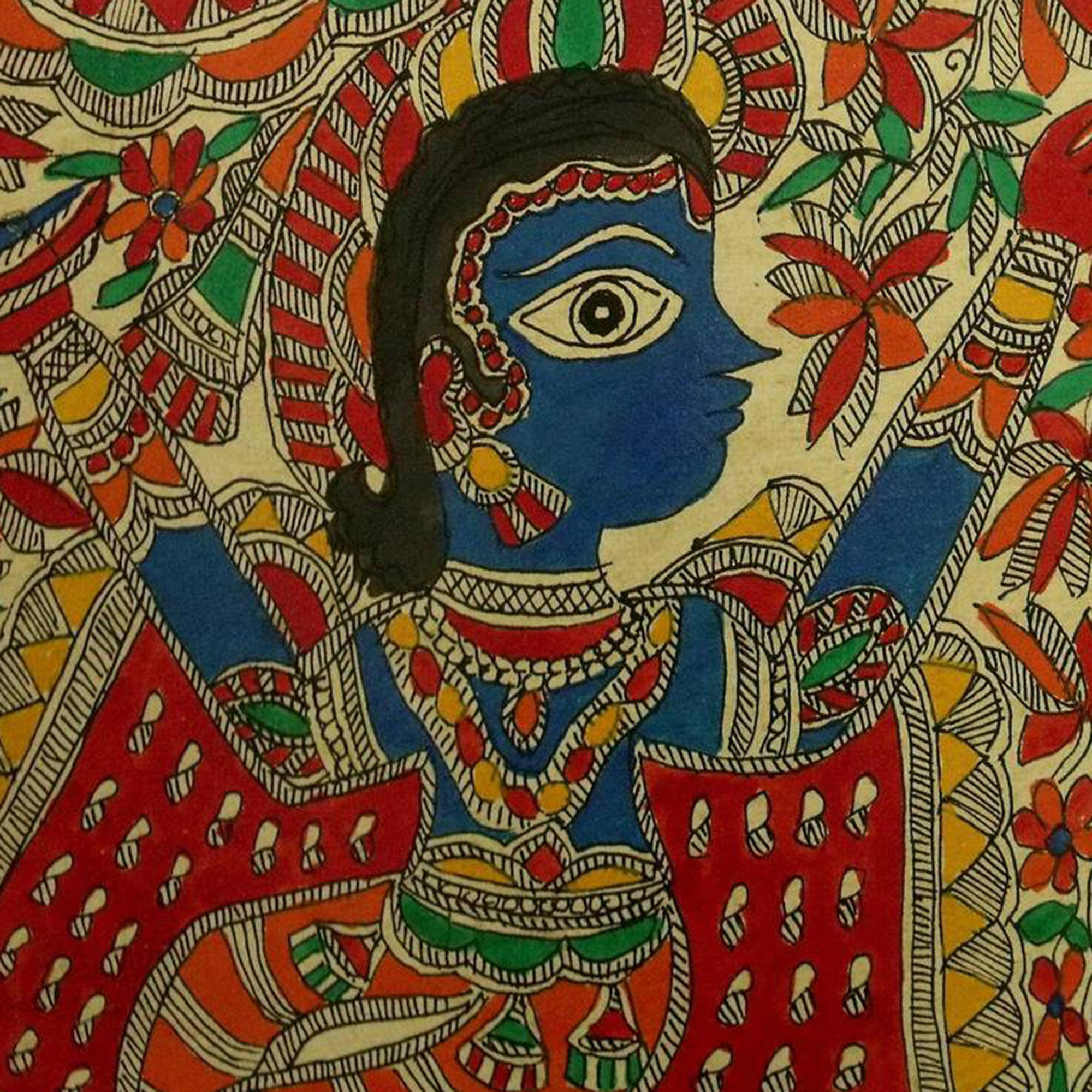 Madhubani painting - Krishna and Arjun | NOVICA