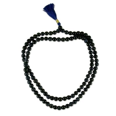 Sodalite jap mala prayer beads, 'Pray' - Artisan Crafted Sodalite Prayer Bead Necklace