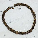 Tiger's eye beaded necklace, 'Honeysuckle'
