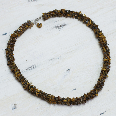 Tiger's eye beaded necklace, 'Honeysuckle' - Tiger's eye beaded necklace