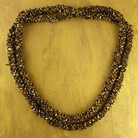Lange Perlenkette mit Tigerauge, „Honeysuckle“