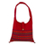 Cotton shoulder bag, 'Crimson Tease' - Red Cotton Shoulder Bag Handmade India thumbail