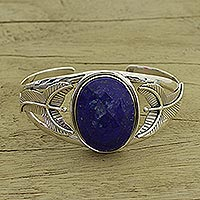 Lapis lazuli floral bracelet, 'Sea Blossom'
