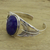 Lapis lazuli floral bracelet, 'Sea Blossom' - Handcrafted Sterling Silver Cuff Bracelet with Lapis Lazuli 