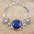 Lapis and pearl pendant bracelet, 'India Sky' - Sterling Silver and Lapis Lazuli Bracelet