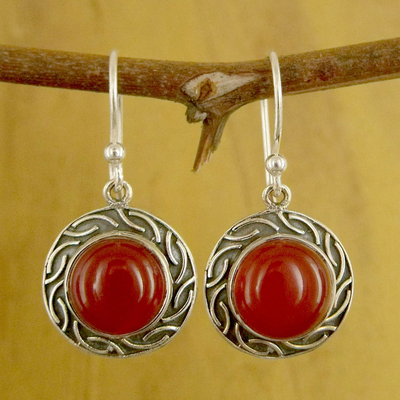 Sterling Silver and Carnelian Earrings - Delicious Elegance | NOVICA
