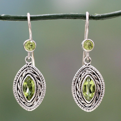 Peridot dangle earrings, Springtime Muse