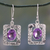 Amethyst dangle earrings, 'Hypnotic Intuition' - Amethyst Earrings from India Sterling Silver Jewelry thumbail