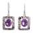 Amethyst dangle earrings, 'Hypnotic Intuition' - Amethyst Earrings from India Sterling Silver Jewelry (image 2a) thumbail