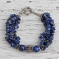 Lapis lazuli torsade bracelet, 'Natural Sophistication' - Lapis lazuli torsade bracelet