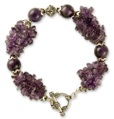 Amethyst beaded bracelet, 'Orchid Splendor' - Amethyst beaded bracelet