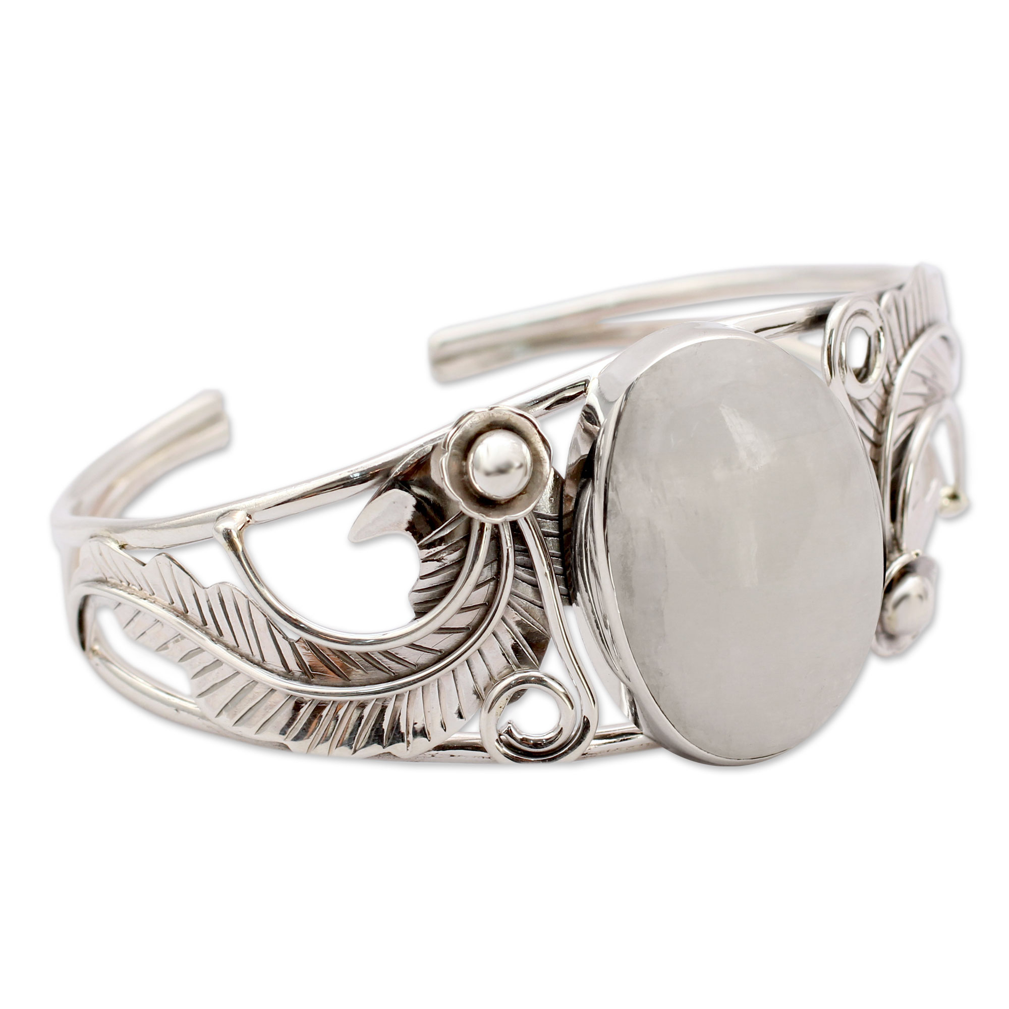 Rainbow Moonstone Cuff Bracelet in Sterling Silver Handmade - Eternal ...