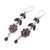 Garnet flower earrings, 'Red Rose' - Handcrafted Floral Sterling Silver and Garnet Earrings (image 2c) thumbail