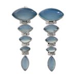 Chalcedony dangle earrings, 'India Blue' - Sterling Silver and Chalcedony Earrings from India Jewelry