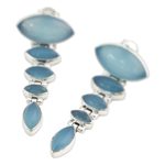 Chalcedony dangle earrings, 'India Blue' - Sterling Silver and Chalcedony Earrings from India Jewelry