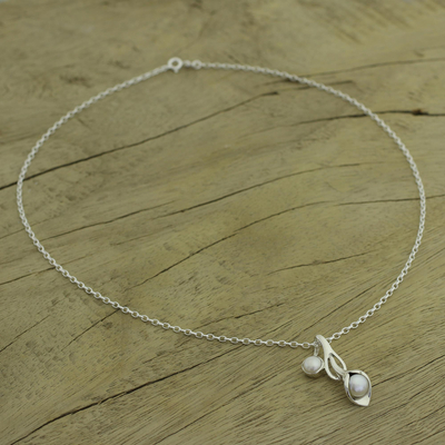 Perlen-Blumen-Halskette - Sterling Silber Perlenkette von India Bridal Jewelry