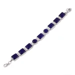 Lapis lazuli link bracelet, 'Connected' - Sterling Silver Lapis Lazuli Bracelet Indian Jewelry