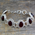Garnet link bracelet, 'Crimson Garland' - Garnet Bracelet Artisan Crafted Silver Jewelry from India