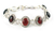 Garnet link bracelet, 'Crimson Garland' - Garnet Bracelet Artisan Crafted Silver Jewellery from India