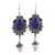 Pendientes colgantes de perlas y lapislázuli - Aretes de Lapislázuli y Perla en Plata de Ley 