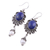 Pearl and lapis lazuli dangle earrings, 'Ethereal' - Lapis Lazuli and Pearl Earrings in Sterling Silver  (image 2b) thumbail