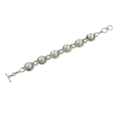 Perlen-Gliederarmband - Indisches Schmuckarmband aus Sterlingsilber und Perlen