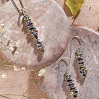 Amethyst and citrine jewellery set, 'Totem Lights' - Sterling Silver Multigem jewellery Set