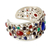 Multi-Edelstein-Manschettenarmband 'Shimmering Confetti' - Manschetten-Armband aus Sterlingsilber mit Edelsteinen aus Indien