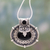 Onyx-Blumen-Halskette - Halskette mit Onyx-Anhängern aus oxidiertem Sterlingsilber aus Indien